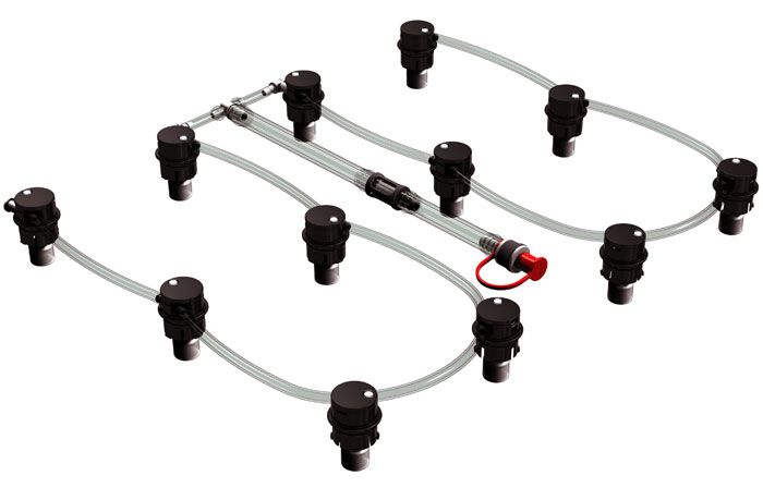 Aquamatic systém pro blokové trakční baterie typu Trojan 48V Set, zátka Bajonet 