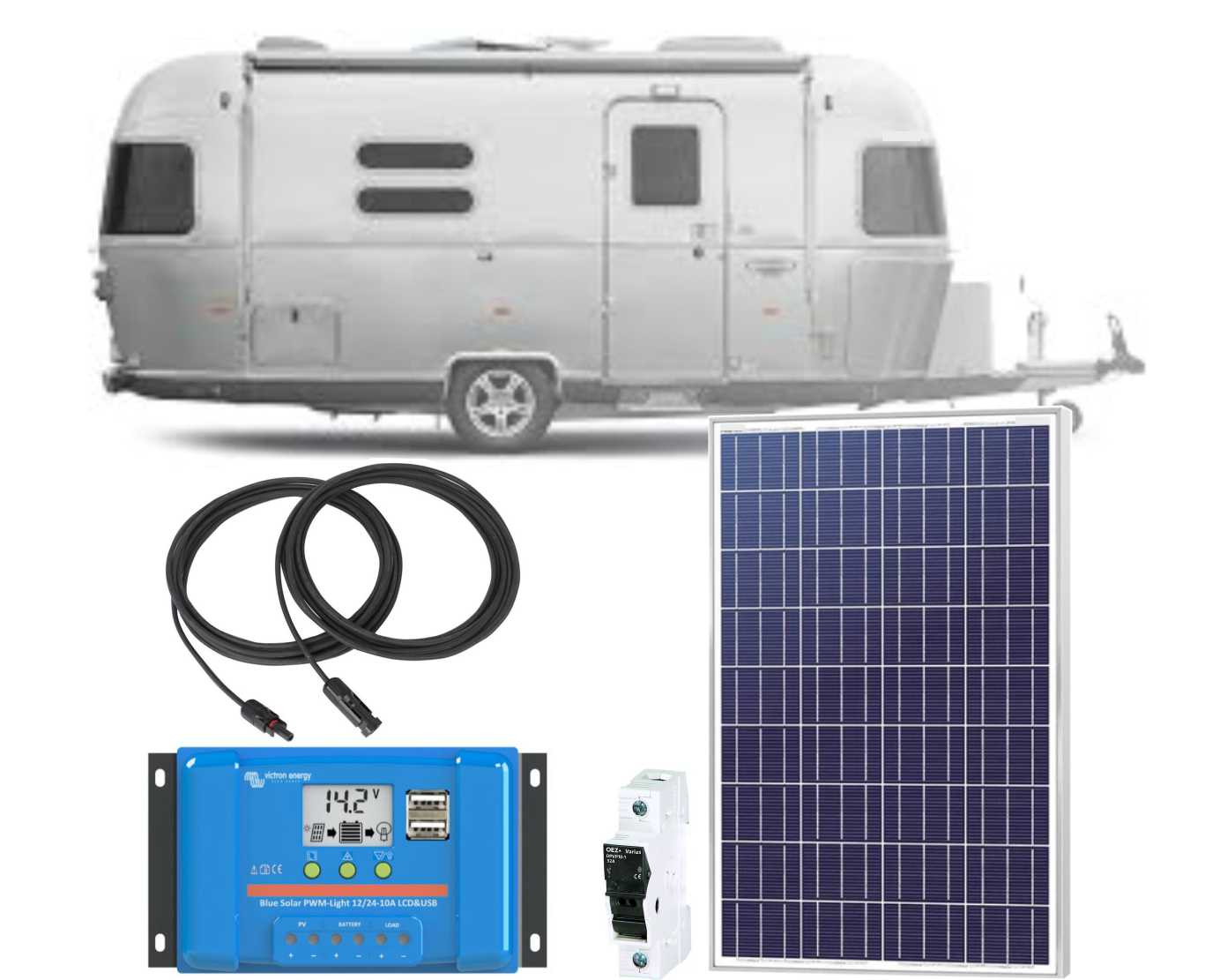 175Wp, 12V solární sestava Victron Energy pro karavan s odpínačem baterie