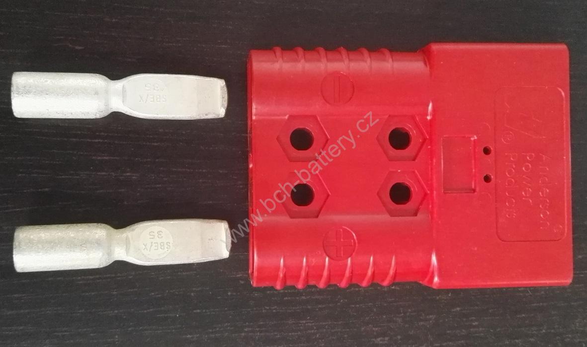 Rema SB 175, kontakt 50mm2, ČERVENÝ / red, 24V, Connector SB 175- 53,5 (50mm2) Red 24V