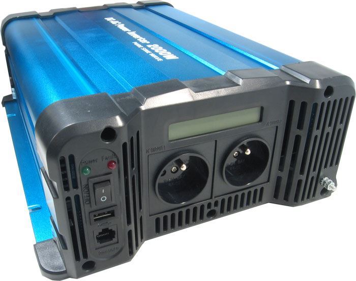 Měnič napětí 24V/230V 3000W, USB, Solarvertech FS3000, čistá sinusovka, dálkové ovládání bezdrátové