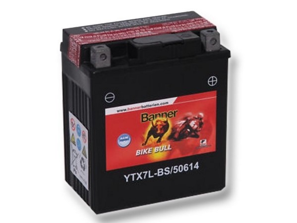 Motobaterie Banner Bike Bull AGM YTX7L-BS, 6Ah, 12V