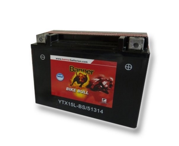 Motobaterie Banner Bike Bull AGM YTX15L-BS, 13Ah, 12V