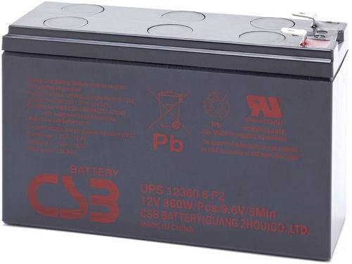 Vysokozátěžový akumulátor CSB UPS123606F2F1 - 12V/ 9Ah / 360W - 5min.