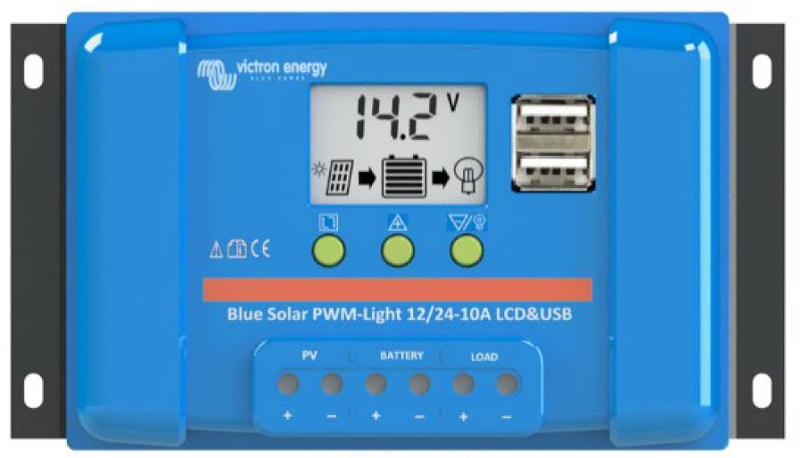 PWM solární regulátor Victron Energy LCD&USB 12V/120Wp nebo 24/240Wp, 10A