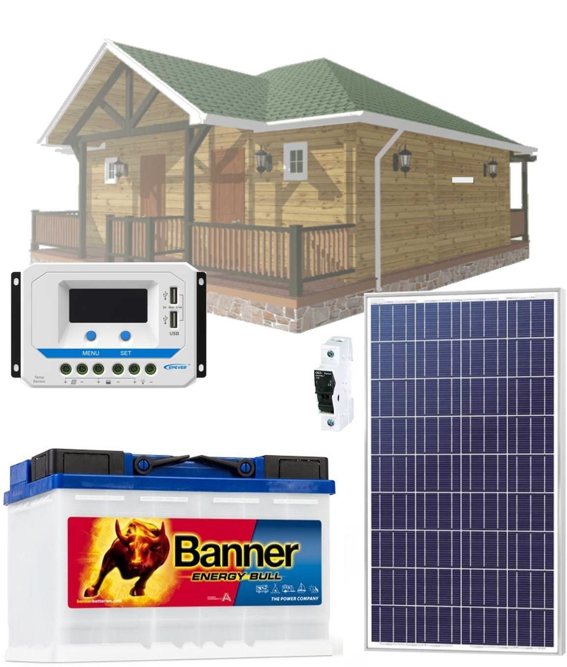 90Wp solární sestava BCH 12V/80Ah, 90Wp/h, 960W 