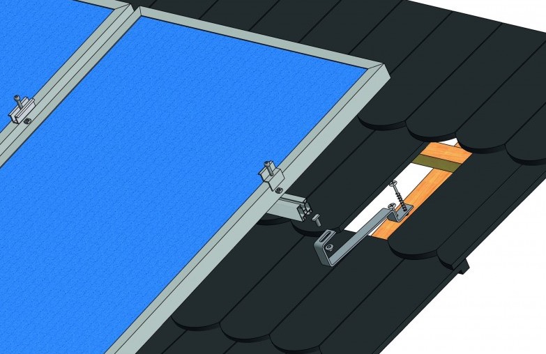 Set konstrukce pro 6 panelů 1,5kW, pro střešní tašku bobrovku