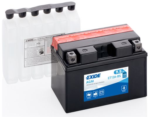 Motobaterie EXIDE ET12A-BS 12V, 9,5Ah, 130A, Maintenance Free