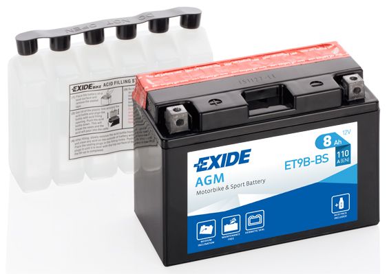 Motobaterie EXIDE ET9B-BS 12V, 8Ah, 110A, Maintenance Free
