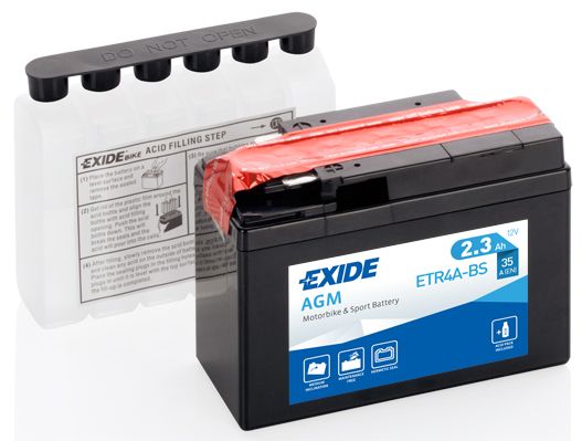 Motobaterie EXIDE ETR4A-BS 12V, 2,3Ah, 35A, Maintenance Free