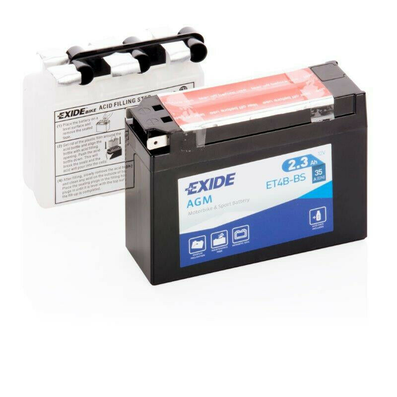 Motobaterie EXIDE ET4B-BS 12V, 2,3Ah, 35A, Maintenance Free