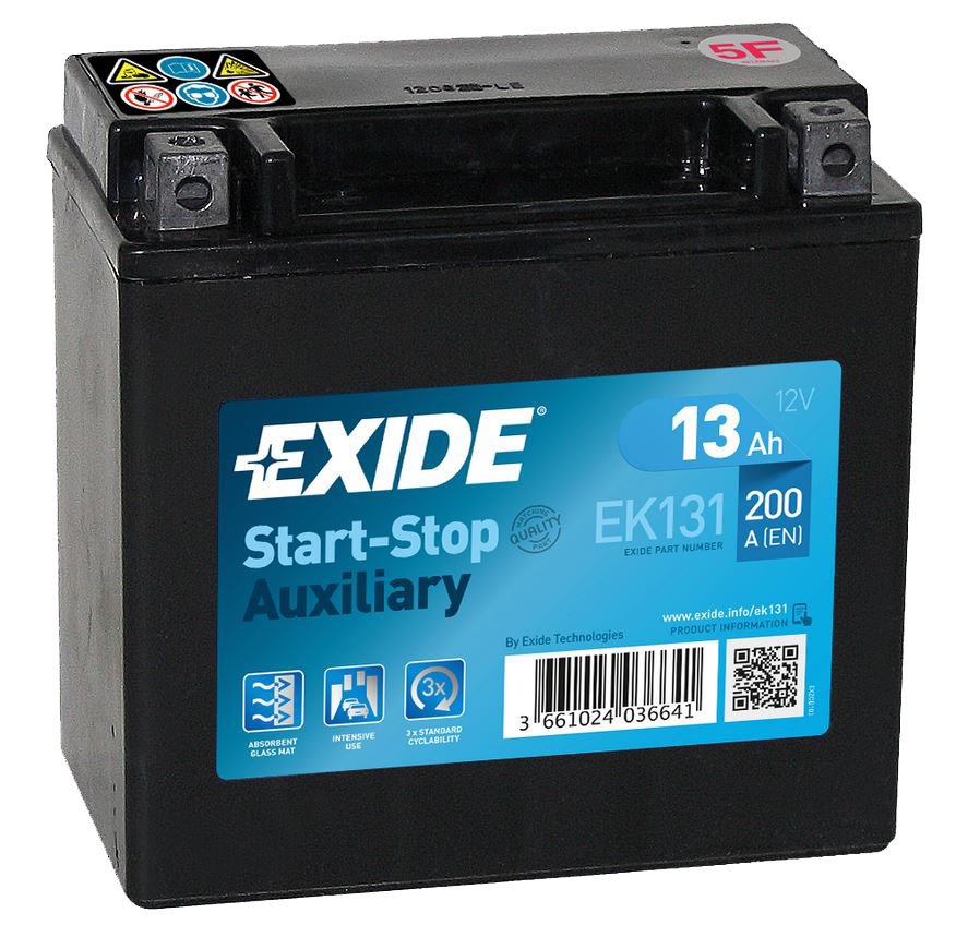 Záložní baterie EXIDE START-STOP AGM 13Ah, 12V, 200A, EK131