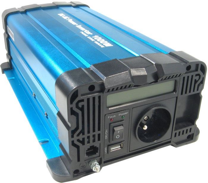Měnič napětí 12V/230V 1000W, USB, Solarvertech FS1000, čistá sinusovka