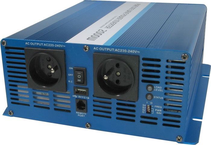 Měnič napětí 12V/230V+USB 2000W, CARSPA SK2000, čistá sinusovka, D.O.
