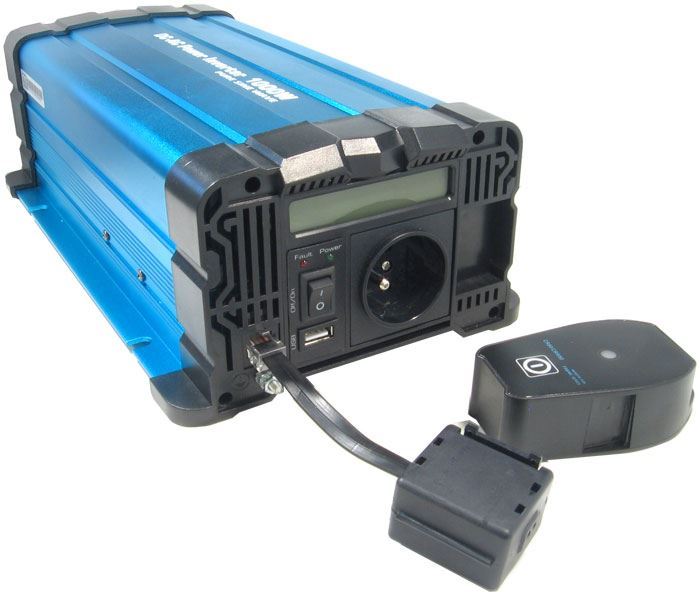 Měnič napětí 12V/230V 1000W, USB, Solarvertech FS1000, čistá sinusovka, D.O. bezdrátové
