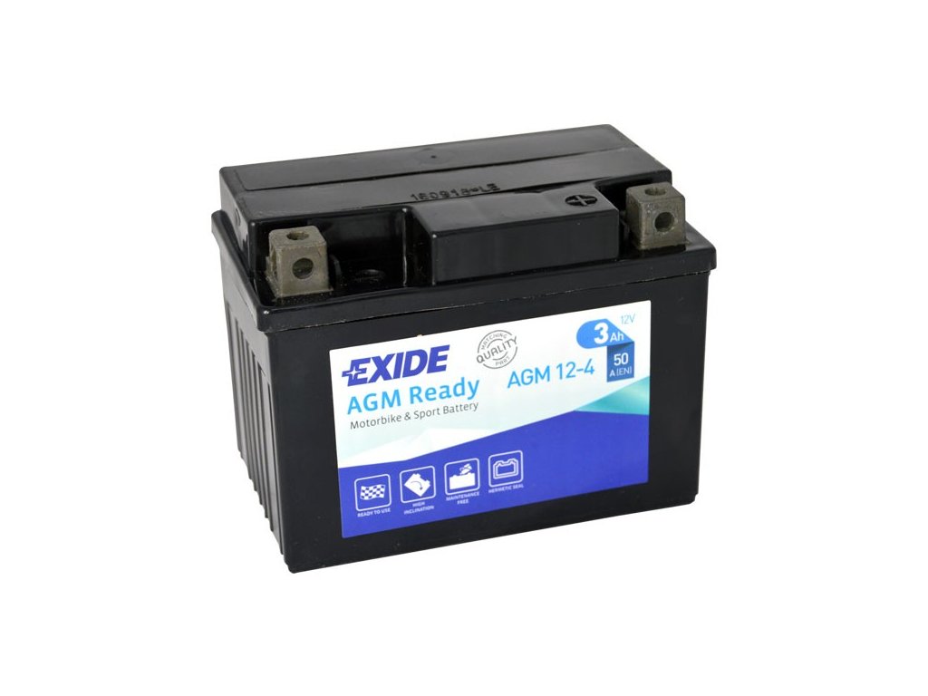 Motobaterie EXIDE Bike AGM12-4 (YTX4L-BS), 12V, 3Ah, 50A