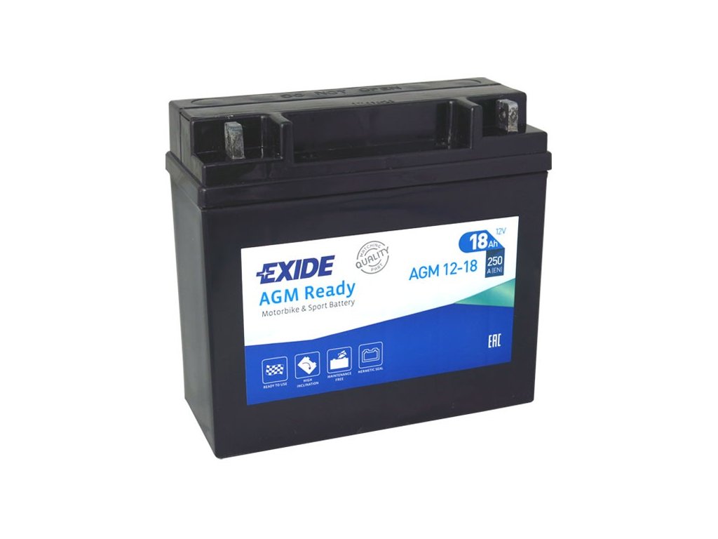 Motobaterie EXIDE Bike AGM12-18 (GARDEN), 12V, 18Ah, 250A 