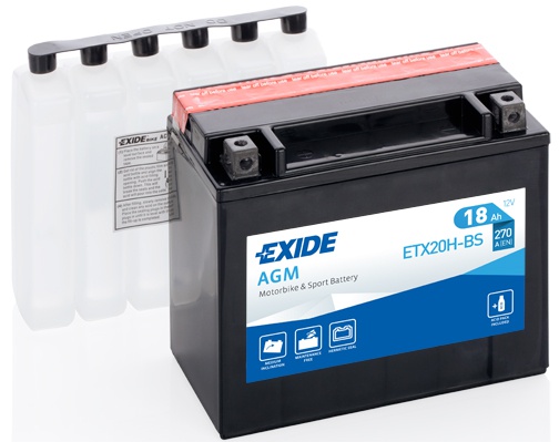 Motobaterie Exide ETX20H-BS, 12V, 18Ah, 230A, Maintenance Free 
