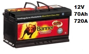 Autobaterie Banner Running Bull AGM 570 01, 70Ah, 12V / 720A ( 57001 )