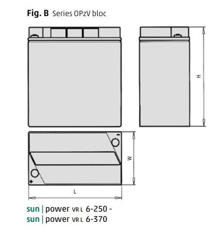 Solární baterie Hoppecke Sun Power VL 6-270, 6V / 270Ah C100