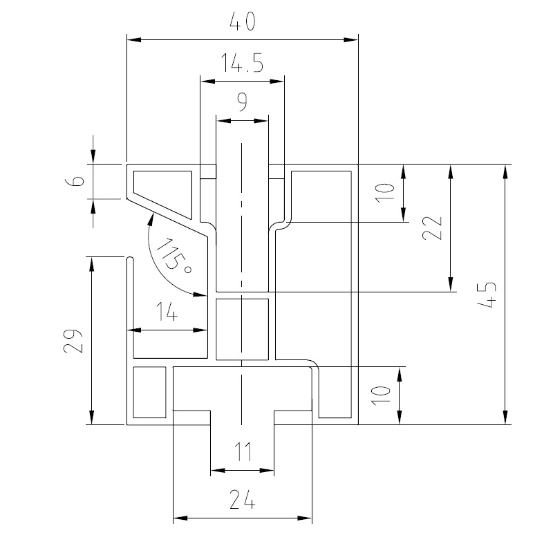 Hliníkový profil HNP1 - 40x45 mm - délka 4,3 m