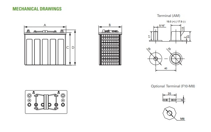 AGM trakční akumulátor Discover EV12A-A, 12V, 140Ah (C20) / 120Ah (C5)