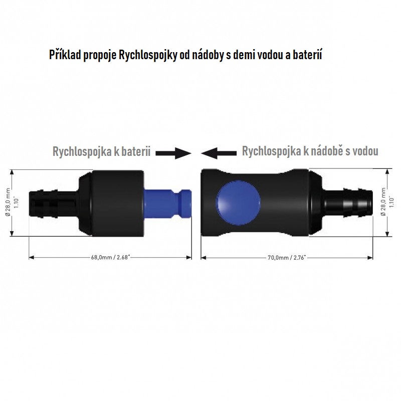 Rychlospojka BFS pro baterii prům.10mm, , Connection Male NW 10, vsuvka AQM