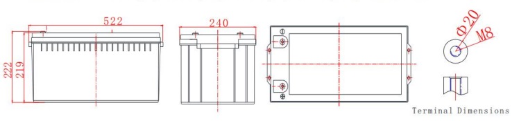 Trakční Gelový akumulátor Solarfam JDG12-200Ah VRLA 12V/200Ah