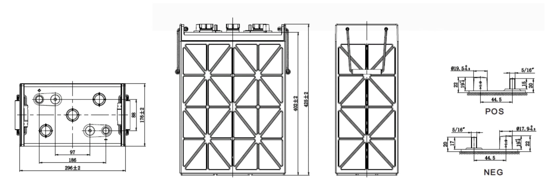 Trakční baterie Banner DC L16P (L16P-AC), 420Ah C20, 6V , 296 x 178 x 425 mm